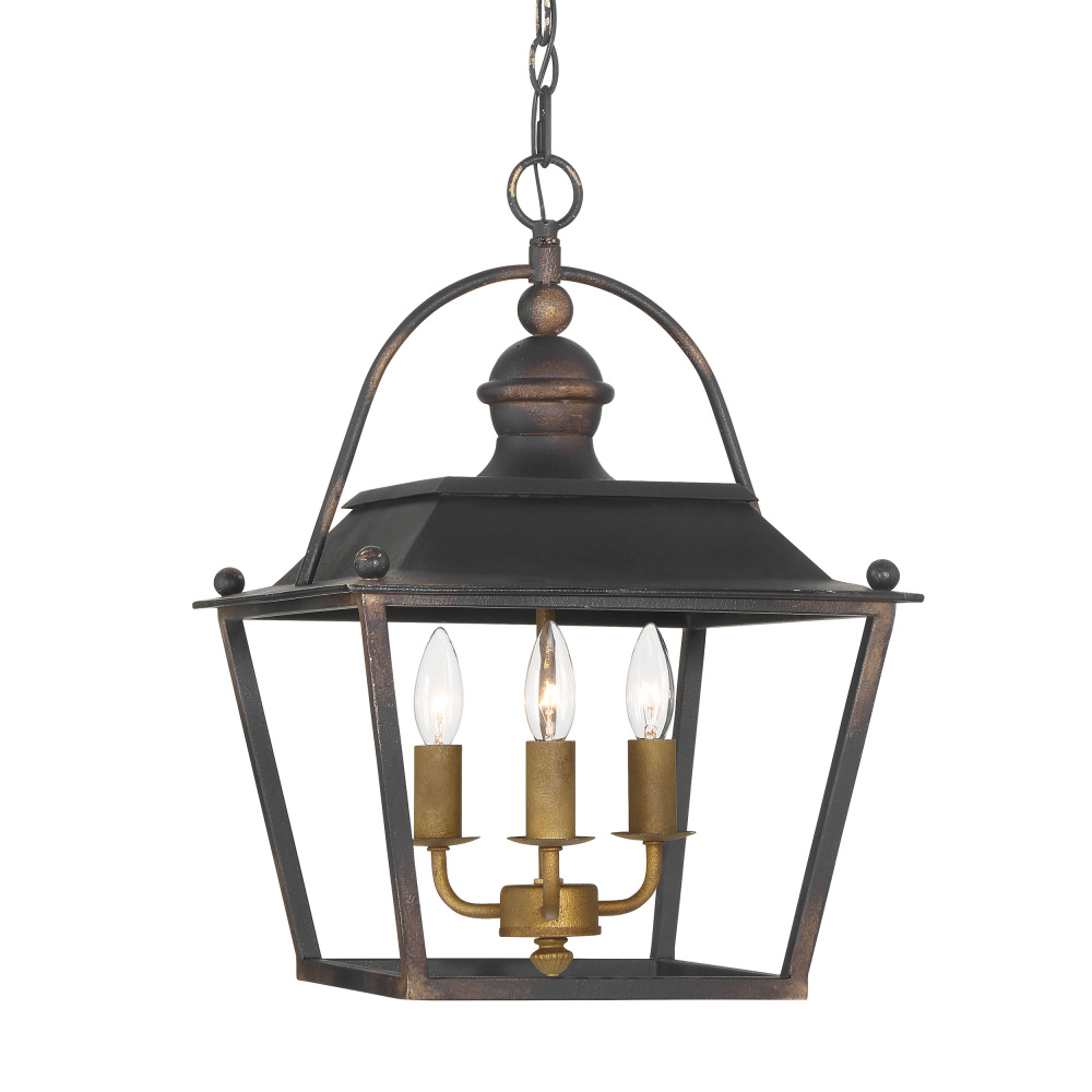 Golden Lighting Christoff 3-light Pendant in Antique Black Iron